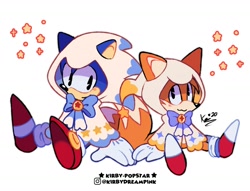 Size: 1600x1225 | Tagged: safe, artist:kirby stardream, miles "tails" prower, sonic the hedgehog, looking at each other, poncho