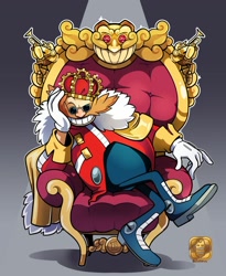 Size: 1024x1247 | Tagged: safe, artist:finimun, egg pawn, robotnik, crown, looking at viewer, solo, throne
