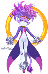 Size: 634x980 | Tagged: safe, artist:robaato, blaze the cat, blaze's tailcoat, featured image, flying, looking at viewer, ring, this will end in fire