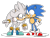 Size: 1280x981 | Tagged: safe, artist:silverneedsfriends, silver the hedgehog, sonic the hedgehog, arm around shoulders, featured image, mania style