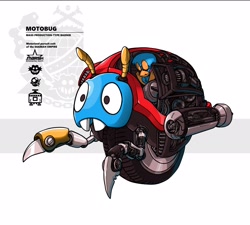 Size: 2484x2240 | Tagged: safe, artist:menacing marsh, flicky, moto bug, cutaway, eggman empire logo, featured image, robot, solo