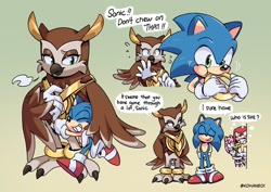 Size: 1684x1191 | Tagged: safe, artist:kohane01, amy rose, knuckles the echidna, longclaw, miles "tails" prower, sonic the hedgehog, dialogue, hugging, momclaw, ring