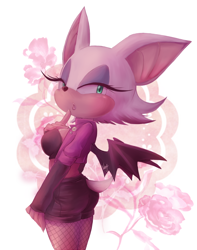 Size: 944x1200 | Tagged: safe, artist:vaydemona, rouge the bat, fishnets, looking back