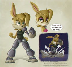 Size: 2500x2316 | Tagged: safe, artist:penciltusks, bunnie rabbot, charging, dialogue, featured image