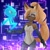 Size: 1280x1280 | Tagged: safe, whisper the wolf, wisp, wolf, cyan wisp, duo, female