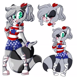 Size: 2880x2880 | Tagged: safe, artist:missmirabelle_, oc, oc:july the raccoon, raccoon, tongue out, wink