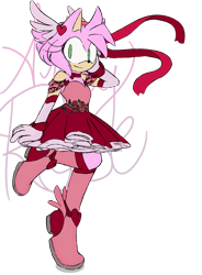Size: 993x1350 | Tagged: safe, artist:kiwiszified, amy rose, dress, magical girl outfit