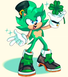 Size: 1754x2001 | Tagged: safe, artist:pinkiteroo, irish the hedgehog, four leaf clover, one fang, sparkles