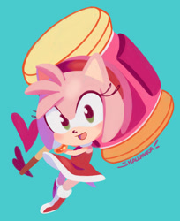 Size: 821x1007 | Tagged: safe, artist:smallpanda, amy rose, impossibly large hammer, piko piko hammer, solo