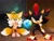 Size: 2048x1536 | Tagged: safe, artist:lazulii, miles "tails" prower, shadow the hedgehog, fox, hedgehog, chaos emerald, double v sign, duo, holding something, redraw, shadow the hedgehog (video game)