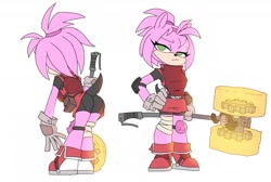 Size: 1280x859 | Tagged: safe, artist:bigdad, amy rose, piko piko hammer, redesign