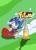Size: 649x900 | Tagged: safe, artist:boiled walrus, sonic the hedgehog, sonic cd, classic, classic sonic, dust clouds, running, smile, solo, time warp plate