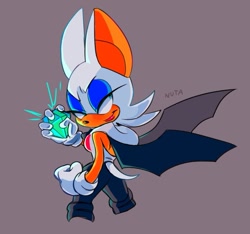 Size: 813x761 | Tagged: safe, artist:nutathehamster, rouge the bat, chaos emerald, hoodie, looking back