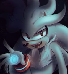 Size: 1024x1114 | Tagged: safe, artist:beadichnoa, silver the hedgehog, one fang