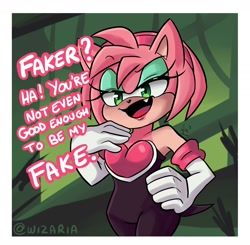 Size: 2236x2189 | Tagged: safe, artist:wizaria, amy rose, eyeshadow, i found you faker, one fang, rouge's heart top
