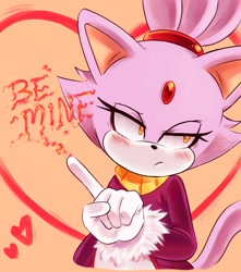 Size: 1024x1160 | Tagged: dead source, safe, artist:beadichnoa, blaze the cat, english text, heart, psychokinesis, solo