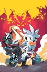 Size: 549x840 | Tagged: safe, artist:dreddstarin, silver the hedgehog, whisper the wolf, sonic the hedgehog 28 (idw), cover art, deadly six