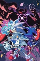 Size: 729x1105 | Tagged: safe, artist:priscilla tramontano, metal sonic, silver the hedgehog, sonic the hedgehog, zavok, sonic the hedgehog 29 (idw), cover art, metal virus, this will end in a boss fight
