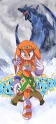 Size: 1500x3300 | Tagged: safe, artist:selairy, chaos, tikal, chao