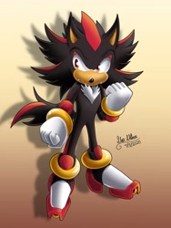 Size: 1536x2048 | Tagged: safe, artist:starshinerart, shadow the hedgehog, wolf, gradient background, male, solo, species swap