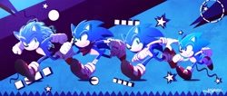 Size: 4096x1729 | Tagged: safe, artist:yeiko2431, sonic the hedgehog, sonic the hedgehog (2020), boom sonic, classic sonic, modern sonic, movie style, self paradox