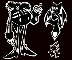 Size: 1440x1200 | Tagged: safe, artist:the galactabee, robotnik, rouge the bat, shadow the hedgehog, impossibly large moustache