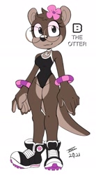 Size: 1049x1902 | Tagged: safe, artist:phi, oc, oc:b the otter, otter, glasses, looking at viewer