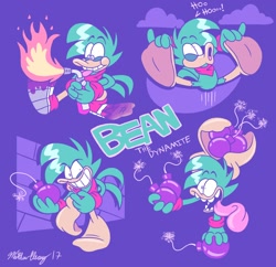 Size: 1256x1216 | Tagged: safe, artist:2oonscap3, bean the dynamite, duck, bomb, fire, leaping, solo, this will end in explosions, this will end in fire, tongue out