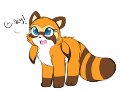 Size: 1024x768 | Tagged: safe, artist:papilrux, marine the raccoon, raccoon, animalified, dialogue, literal animal