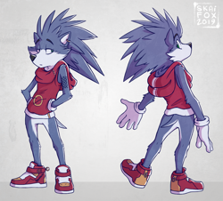 Size: 1200x1087 | Tagged: safe, artist:skaifox, sonic the hedgehog, hoodie, redesign