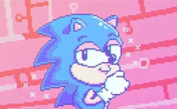 Size: 1024x630 | Tagged: safe, artist:robxsteed, sonic the hedgehog, draw this in your style, pixel art, smug, solo