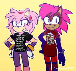 Size: 930x870 | Tagged: safe, artist:survivalstep, amy rose, sonia the hedgehog