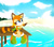Size: 1600x1393 | Tagged: safe, artist:sfan12, marine the raccoon, beach, clouds, daytime, female, solo