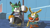 Size: 1920x1080 | Tagged: safe, artist:brownie-bytes, clove the pronghorn, thunderbolt the chinchilla, arms folded, crouching, dialogue, duo, frown, holding something, looking at each other, looking at them, looking back, looking back at them, mouth open, open smile, smile, staff