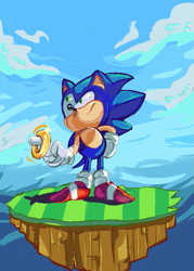 Size: 621x868 | Tagged: safe, artist:shadowbff, sonic the hedgehog, daytime, ring