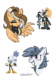 Size: 1668x2388 | Tagged: safe, artist:melodycler01, artist:melodyclerenes, tangle the lemur, whisper the wolf, duo, earth pony, my little pony, pegasus, ponified, simple background, species swap, white background, wink