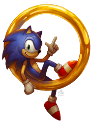 Size: 2129x2816 | Tagged: safe, artist:ry-spirit, sonic the hedgehog, ring, wagging finger
