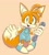 Size: 874x971 | Tagged: safe, artist:redwolfe7, miles "tails" prower, fox, blue clothes, blue eyes, blue shoes, cute, gender swap, gloves, looking offscreen, socks, solo, spanner, tailabetes, two tails, white gloves, white socks, white tipped shoes, white tipped tail, yellow fur