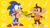Size: 2400x1350 | Tagged: safe, artist:slysonic, sonic the hedgehog, hedgehog, monkey, adventures of sonic the hedgehog, aiai, banana, chili dog, classic sonic, dic, ring, super monkey ball
