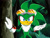 Size: 1000x750 | Tagged: safe, artist:y-firestar, jet the hawk, blue eyes, fake screenshot, forest, gloves, goggles, green cave, hawk, looking at viewer, mouth open, solo, sonic riders, sonic x style, tree, white gloves
