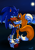 Size: 700x993 | Tagged: safe, artist:zoomswish, miles "tails" prower, sonic the hedgehog, abstract background, bandana, beach, belt, cute, duo, gay, goggles, holding each other, holding hands, hugging, lidded eyes, looking at each other, moon, nighttime, ocean, shipping, signature, sneakers, sonic boom (tv), sonic x tails, two tails