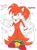 Size: 1146x1569 | Tagged: safe, artist:bageloftime, oc, oc:knails the echidfox, chaos emeralds, clenched teeth, echidfox, fangs, fusion, fusion:knuckles, fusion:tails, gloves, green eyes, green socks, looking at viewer, orange fur, pointing, solo, thumbs up, two tails, white fur, white gloves, white tipped tail