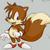 Size: 648x651 | Tagged: safe, artist:dandimango, miles "tails" prower, adventures of sonic the hedgehog, brown fur, grey background, looking at viewer, mouth open, peach fur, simple background, solo, two tails