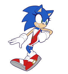 Size: 1000x1080 | Tagged: safe, artist:spd64, sonic the hedgehog, bodysuit, clenched fist, clenched teeth, gender swap, looking behind, looking offscreen, running, simple background, white background, zip