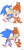 Size: 500x1038 | Tagged: safe, artist:sakabutsu, sonic the hedgehog, bobcat, bubsonic, bubsy bobcat, classic sonic, crack shipping, crossover, crossover shipping, cute, exclamation mark, eyes closed, fangs, gay, hand on shoulder, licking, lidded eyes, looking at each other, mouth open, shipping, shirt, simple background, sitting, sonabetes, tongue out, white background
