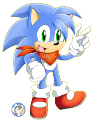 Size: 1367x1779 | Tagged: safe, artist:blacky-doll, oc, oc:monty the hedgehog, hedgehog, bandana, child, hair over one eye, logo, looking at viewer, mouth open, outline, red shoes, simple background, transparent background