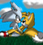 Size: 822x852 | Tagged: safe, artist:arcticcryptid, miles "tails" prower, silver the hedgehog, clouds, cute, duo, gay, grass, holding them, lidded eyes, shipping, silvails