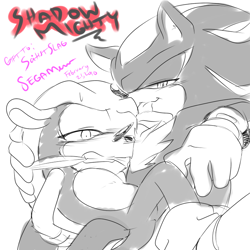 Size: 700x700 | Tagged: suggestive, artist:segamew, mighty the armadillo, shadow the hedgehog, blushing, bondage, clenched teeth, crack shipping, gay, holding them, licking, lidded eyes, mightadow, shipping, struggling, sweatdrop