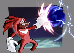 Size: 2048x1462 | Tagged: safe, artist:mangocatart, knuckles the echidna, sonic the hedgehog, sonic the hedgehog 2 (2022), electricity, knuckles catches sonic, meme, redraw