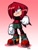Size: 780x1040 | Tagged: safe, artist:rcase, knuckles the echidna, female, gender swap, hair over one eye, lidded eyes, one fang, solo, standing, unamused